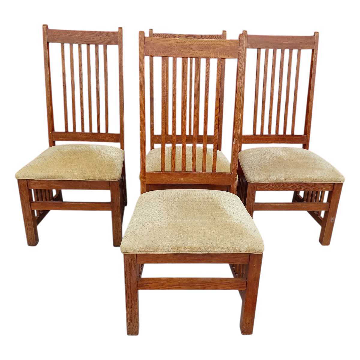 4 Vintage Solid Oak Dining Chairs
