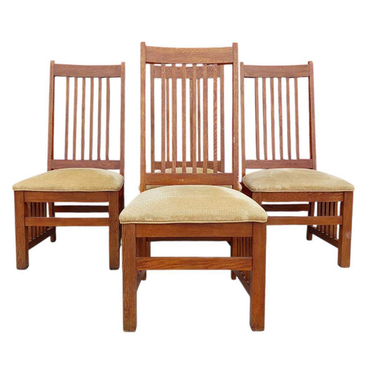4 Vintage Solid Oak Dining Chairs
